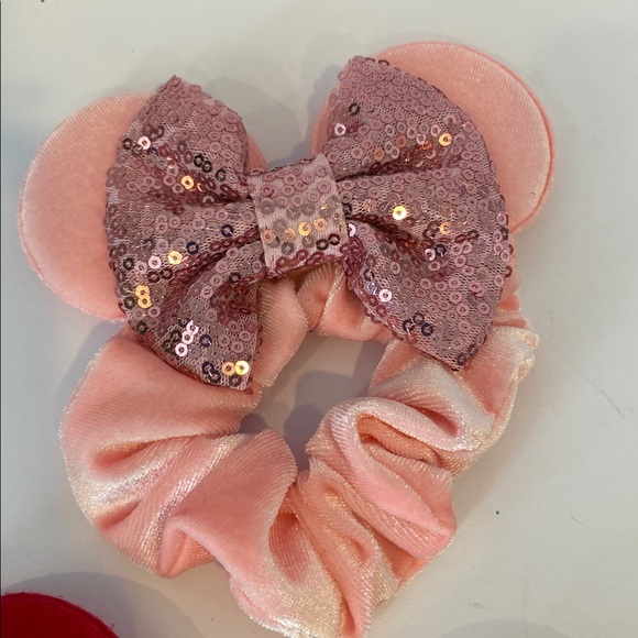 3 Pc Mouse Ears Scrunched Sequin Velvet Hair Tie Cute Hair Elastic - Picture 2 of 8